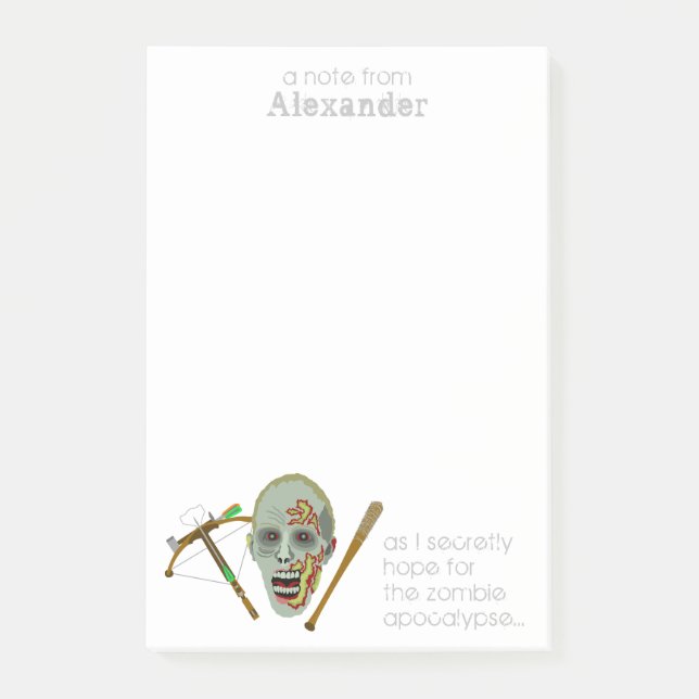 Zombie Crossbow Bat | Funny Apocalypse Notes (Front)