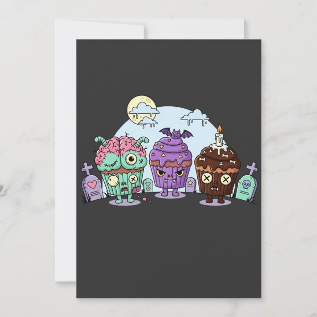 Zombie Cupcake Halloween Invitation (Front)