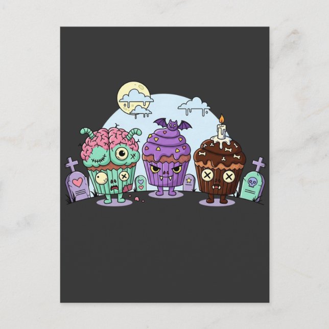 Zombie Cupcake Halloween Postcard (Front)