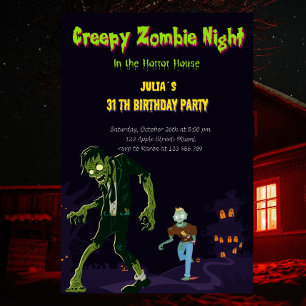 Zombie Custom Trick Or Treat Birthday Party Invitation