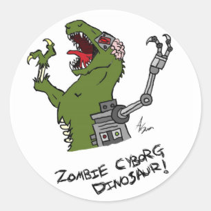 Zombie Cyborg Dinosaur Stickers
