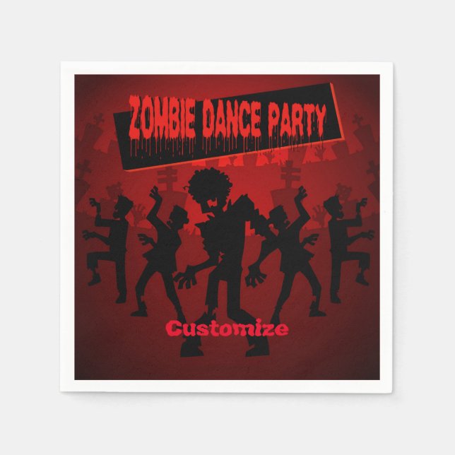 Zombie Dance Party  Black & Orange Napkin (Front)