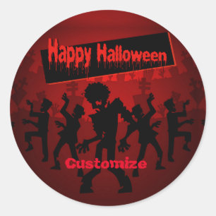 Zombie Dance Party Happy Halloween Classic Round Sticker
