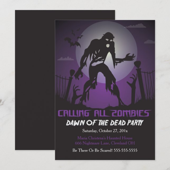 Zombie Dawn Of The Dead Halloween Party Invitation (Front/Back)