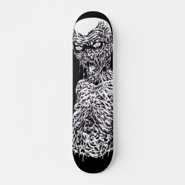 Zombie Death Metal Black And White Art Deck Skateboard (Front)