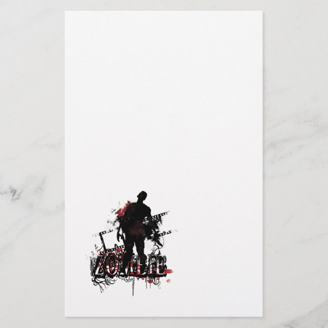 Zombie design in black and red stationery (Front)