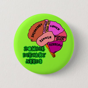 ZOMBIE DIETARY NEEDS: Brains! Tshirts 6 Cm Round Badge