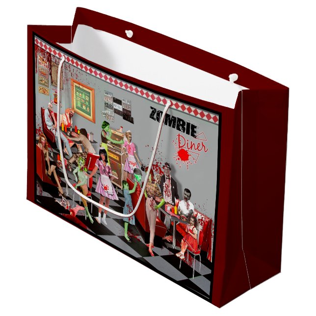 Zombie Diner Large Gift Bag (Front Angled)