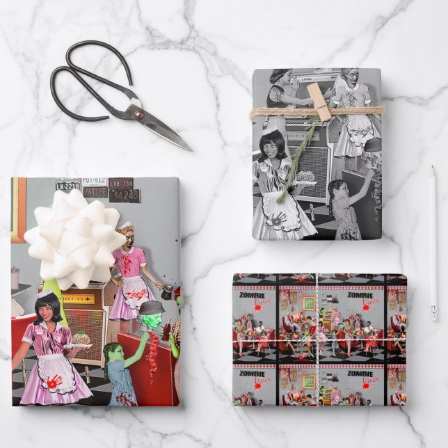 Zombie Diner Wrapping Paper Sheet (Front)