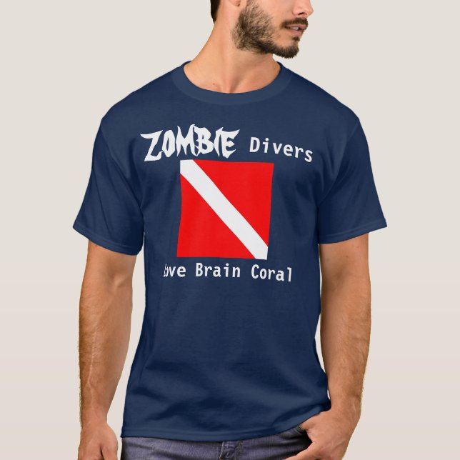Zombie Divers Love Brain Coral (dark) T-Shirt (Front)