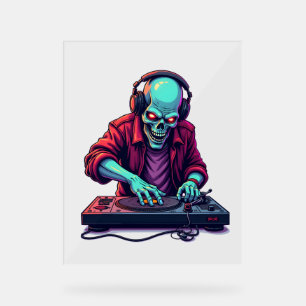 Zombie DJ – Music Festival Halloween Tee Acrylic Sign