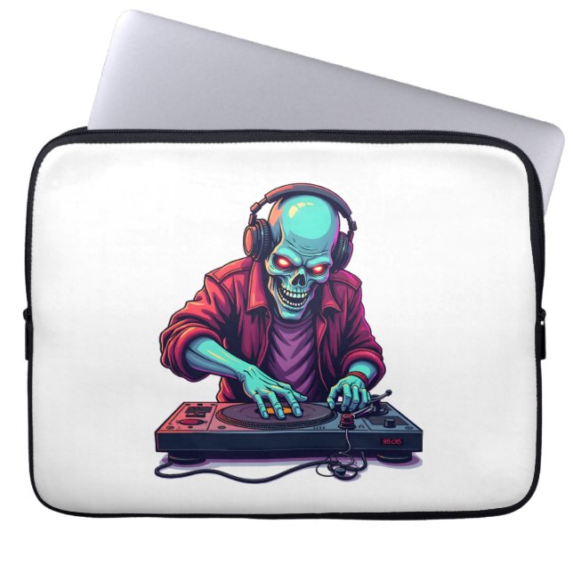 Zombie DJ – Music Festival Halloween Tee Laptop Sleeve (Front)