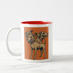 Zombie Dog Hydra Multi-Headed Undead Pup Horror  Two-Tone Coffee Mug