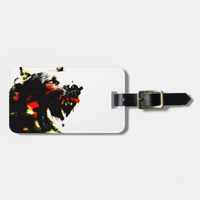 Zombie Dog Luggage Tag w/ leather strap (Front Horizontal)