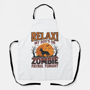 Zombie Dog Patrol Vintage Halloween Shirt Design_1 Apron