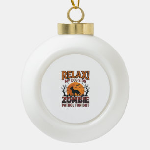 Zombie Dog Patrol Vintage Halloween Shirt Design_1 Ceramic Ball Christmas Ornament