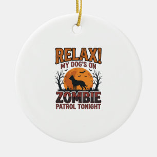 Zombie Dog Patrol Vintage Halloween Shirt Design_1 Ceramic Tree Decoration