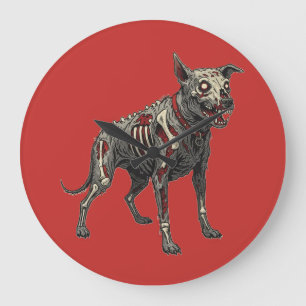 Zombie Dog Undead Horror Illustration Large Clock