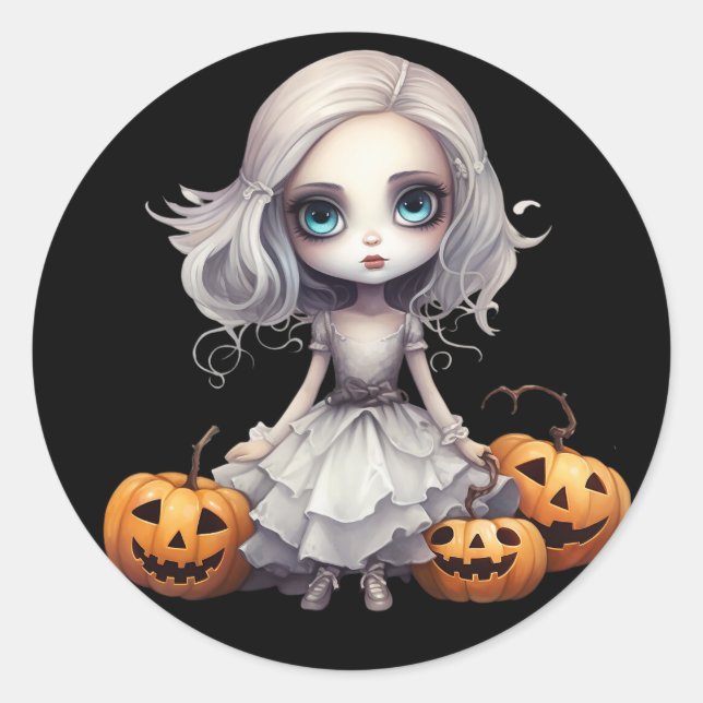Zombie Doll Classic Round Sticker (Front)