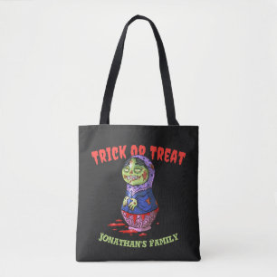 Zombie Doll Trick or Treat Halloween Tote Bag