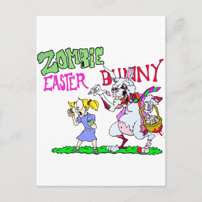 Zombie Easter Bunny Holiday Postcard (Front)
