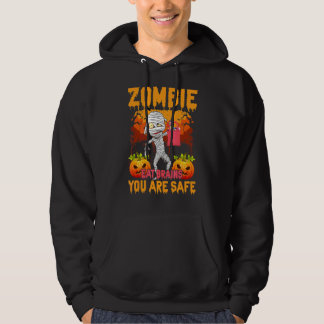 Zombie Eat Brains You Are Safe Scary Pumpkin Zombi Hoodie