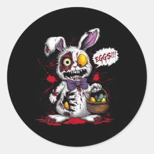 Zombie Evil Easter Bunny Egg Basket Horror Scary Classic Round Sticker