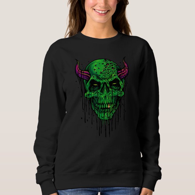 Zombie Evil Skull Halloween vibes Sweatshirt (Front)