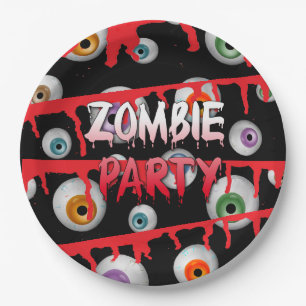 Zombie Eyeballs Apocalypse Halloween Party Paper Plate