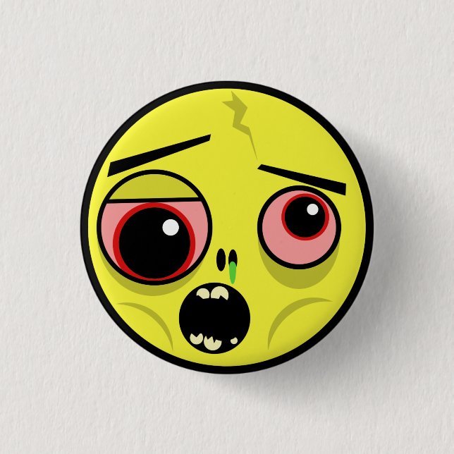 Zombie Face 3 Cm Round Badge (Front)