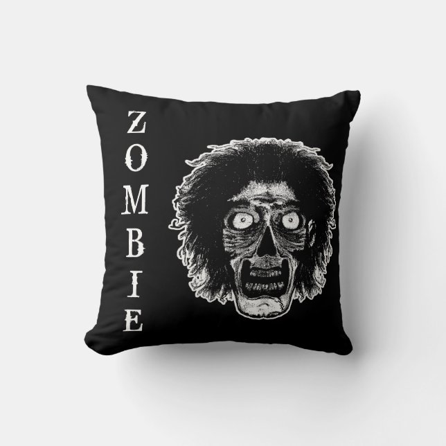 ZOMBIE -Face -Black & White Cushion (Front)