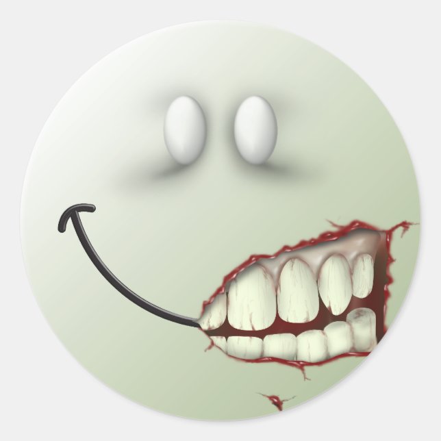 Zombie Face Classic Round Sticker (Front)