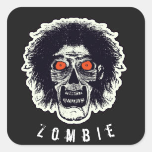 ZOMBIE Face - Orange Eyes Square Sticker