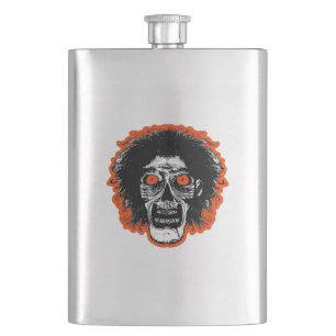 Zombie Face Orange Hip Flask