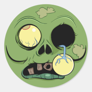 Zombie Face with Eye Popping Out Classic Round Sticker