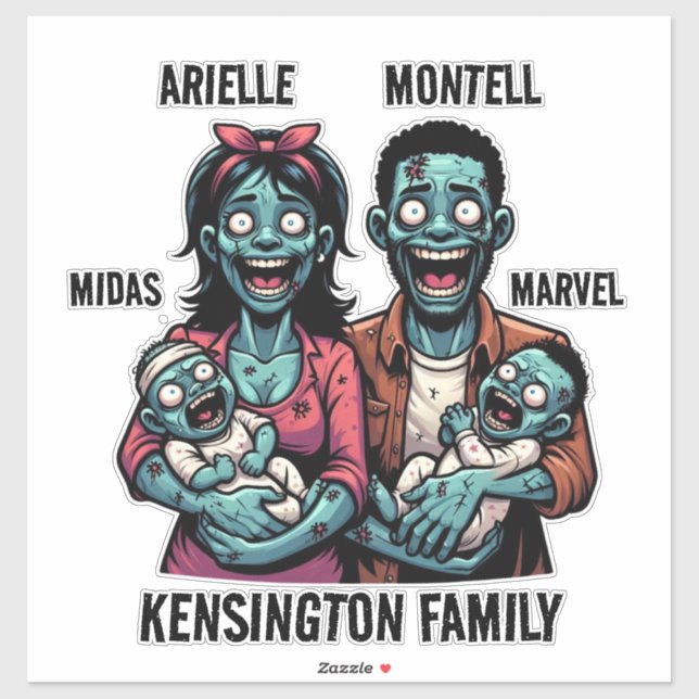 Zombie Family with Twin Boys | Funny Halloween  (Sheet)