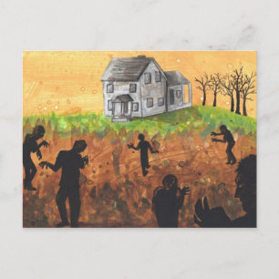 Zombie Farm silhouette dark art horror postcard