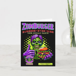 Zombie Fast Food Burger and Ribs Halloween Horror Card