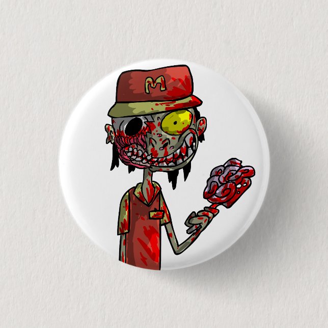 Zombie Fast-Food Worker 3 Cm Round Badge (Front)