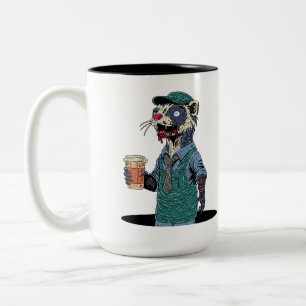 Zombie Ferret Barista Two-Tone Coffee Mug