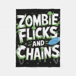 Zombie Flicks And Chains Funny Disc Golf Zombie Lo Fleece Blanket