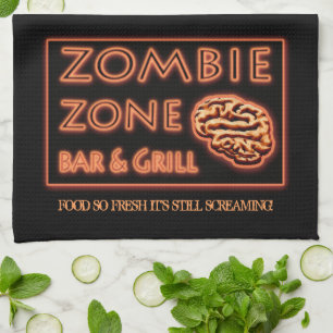Zombie Food So Fresh Still Screaming Halloween Tea Towel