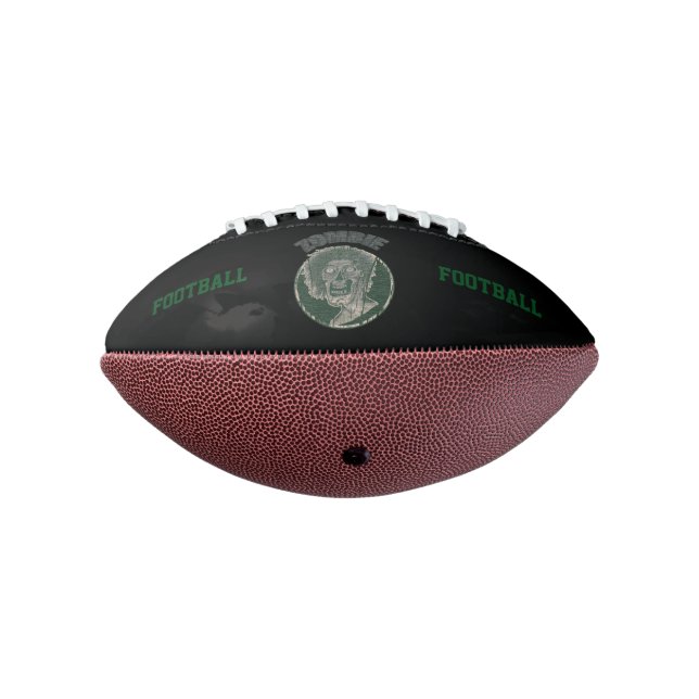 Zombie,Football -Green on Black American Football (Rotated 270)