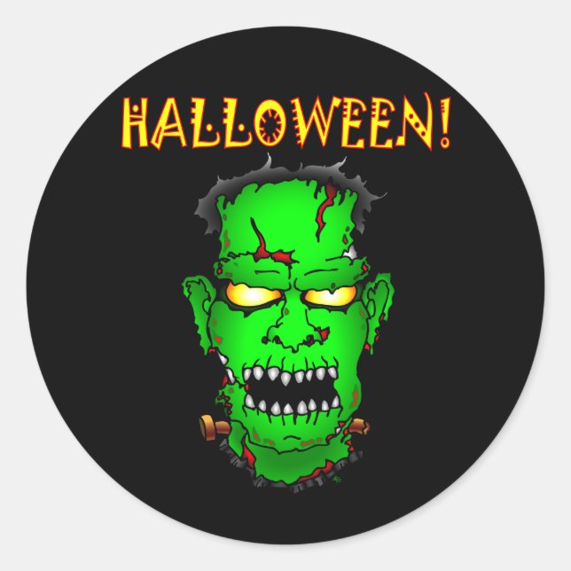 Zombie Frankenstein Classic Round Sticker (Front)