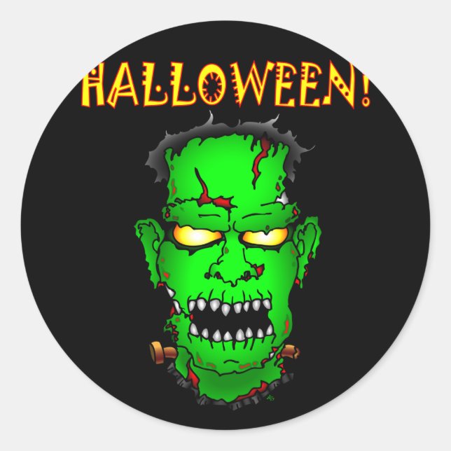 Zombie Frankenstein Classic Round Sticker (Front)
