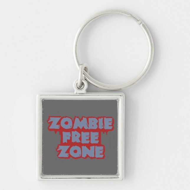 Zombie Free Zone custom key chain (Front)