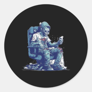 Zombie Gamer Halloween Costume Gaming Video-game C Classic Round Sticker