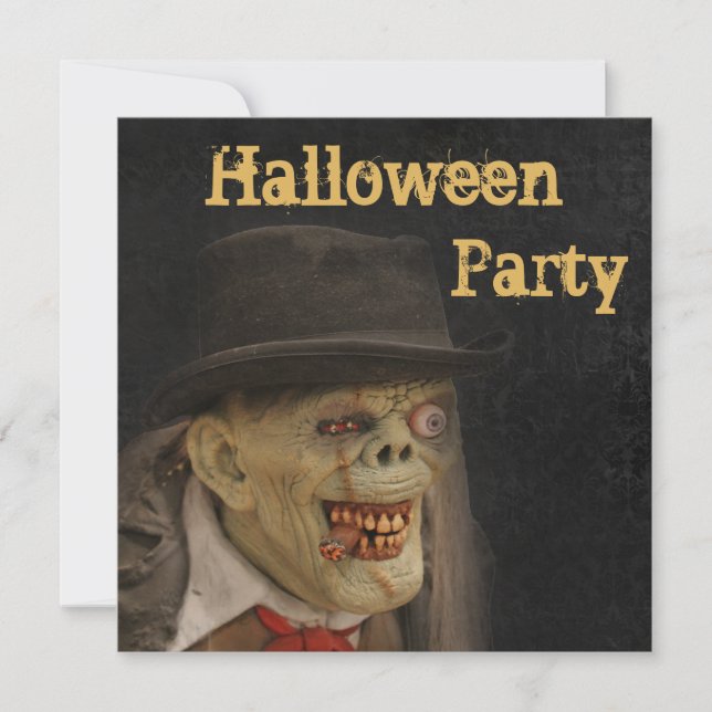 Zombie Gentleman & Cigar Halloween Double Sided Invitation (Front)