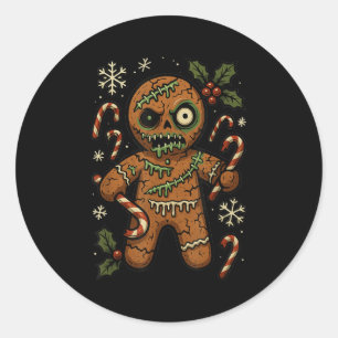 Zombie Gingerbread Man Christmas Zombie Classic Round Sticker