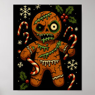Zombie Gingerbread Man Christmas Zombie T Shirt  Poster